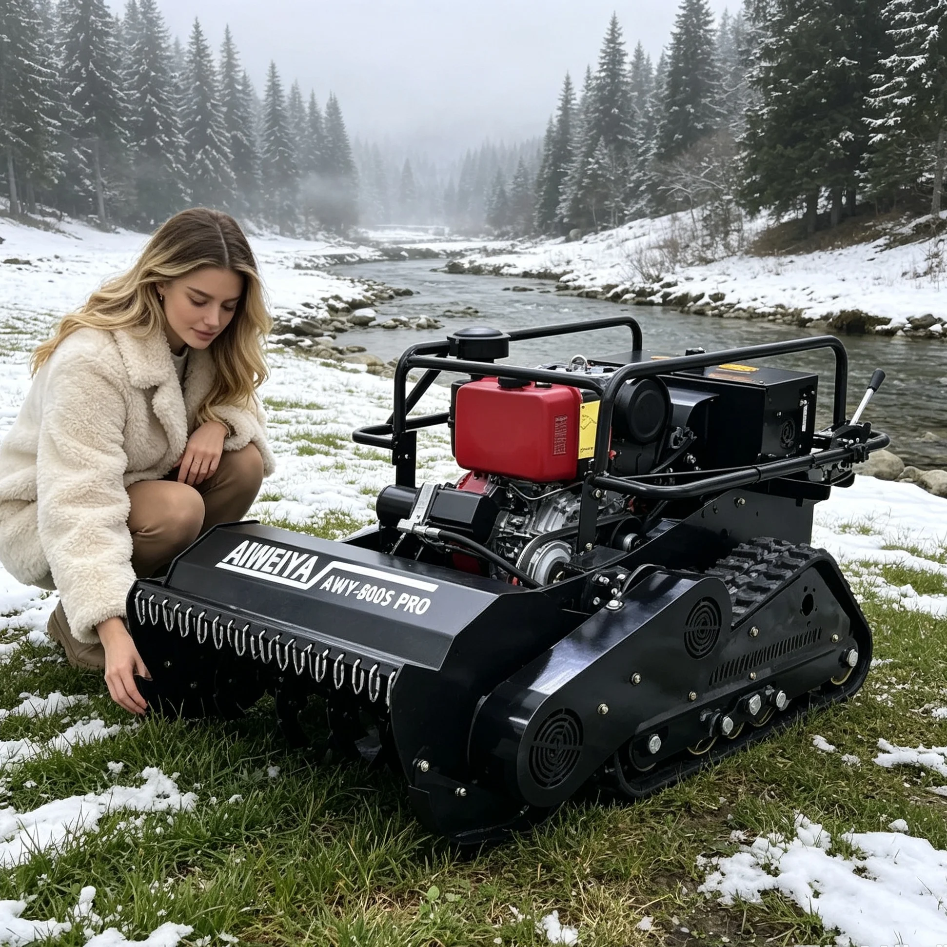 Customized Crawler Remote‑Control Self Propelled 800Spro Black Diesel Brush Cutter, Heavy‑Duty 4‑Stroke Engine for Long‑Time Mul
