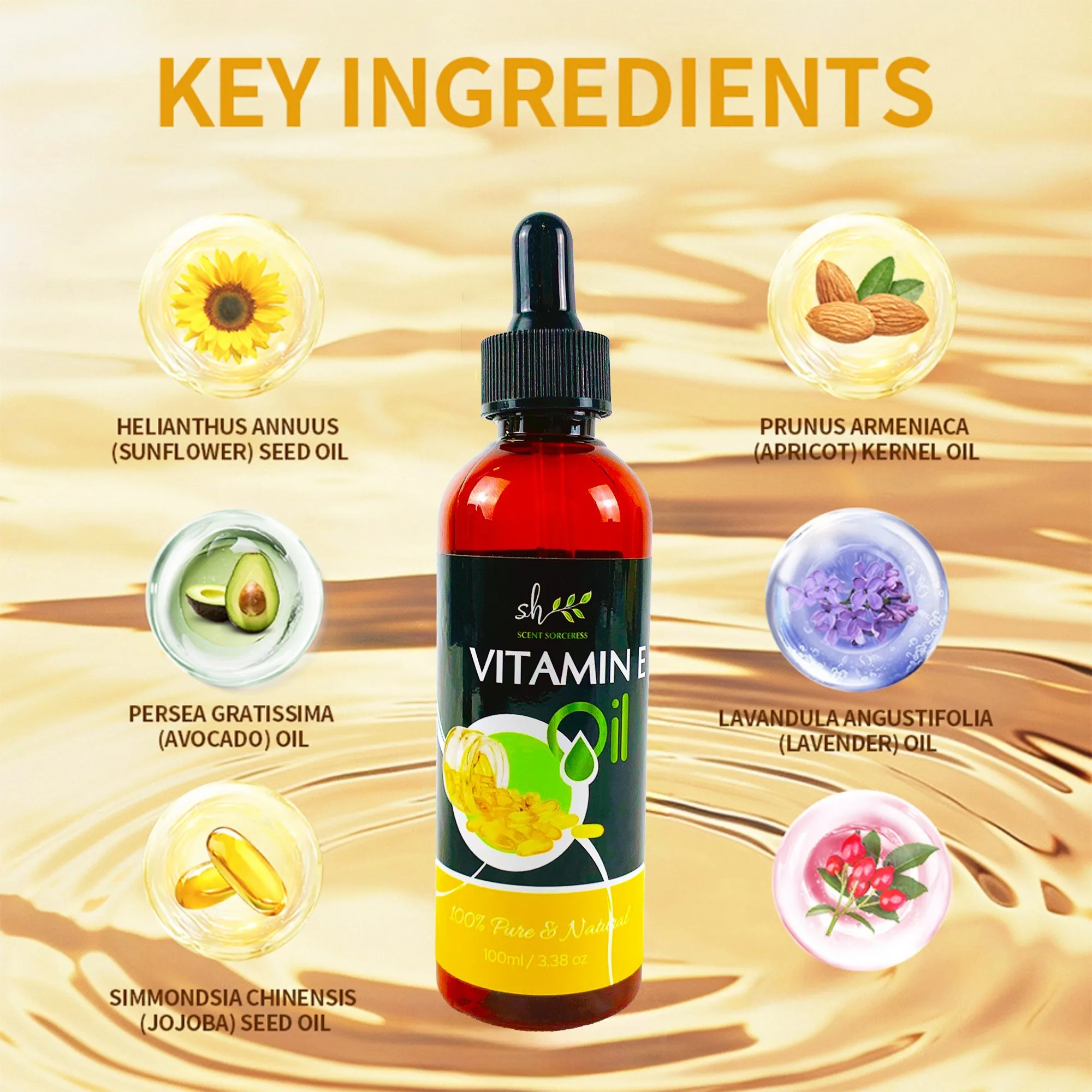 100 ml 2026 Nieuwe Vitamine E Massage Olie met Druppelaar Massage Essentiële Olie Voedende Fleuren Witter Huid voor Diffuser Aromatische olie