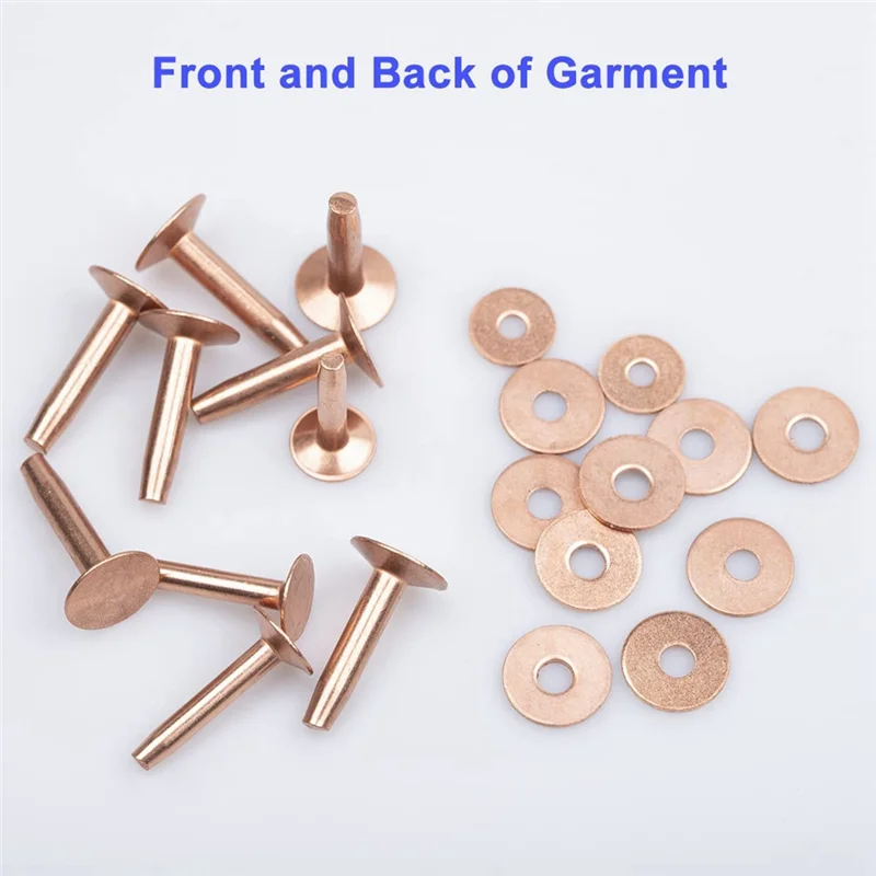 Copper Rivets and Burrs, Solid Brass Rust-Proof Studs Leather Copper Rivet for Leather Pure Copper Rivet Setting Tool