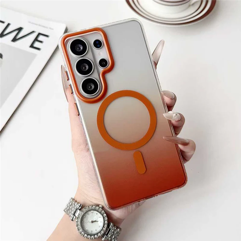 

Original Matte Wireless Magnetic Case for Samsung Galaxy S26 Ultra S26 S26Plus Gradient Color Shockproof Cover for Magsafe