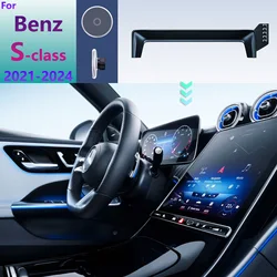 For Mercedes Benz S-Class W223 2024 2023 2022 2021 Car Phone Holder Screen Fixed Base Magnetic Wireless Charging Stand MagSafe