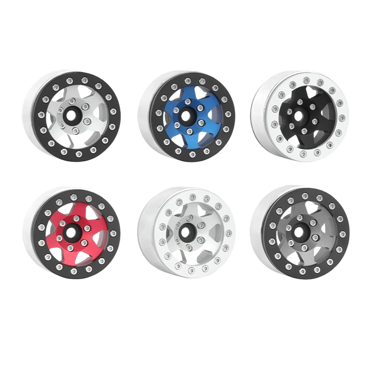 Black Silver Rim 1.55 Inch Metal Wheel Tire Climbing Car AX90069 for JIMNY CC01