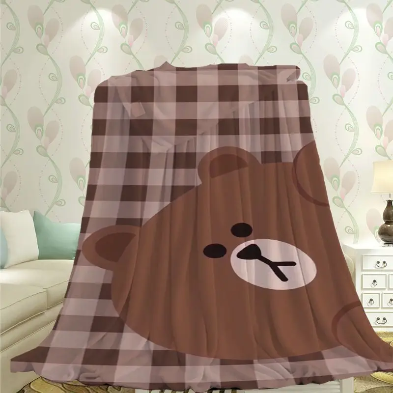 Line Friends Brown Cony Sally blanket with high-quality cartoon anime print soft and comfortable bedroom air-conditioning throw