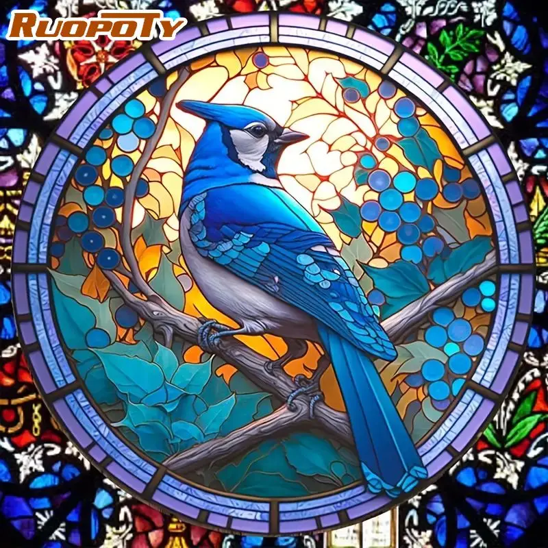 RUOPOTY 5d Diamond Painting Bird Full Square Round Diamond Embroidery  Handicraft Home Decor 40x40cm