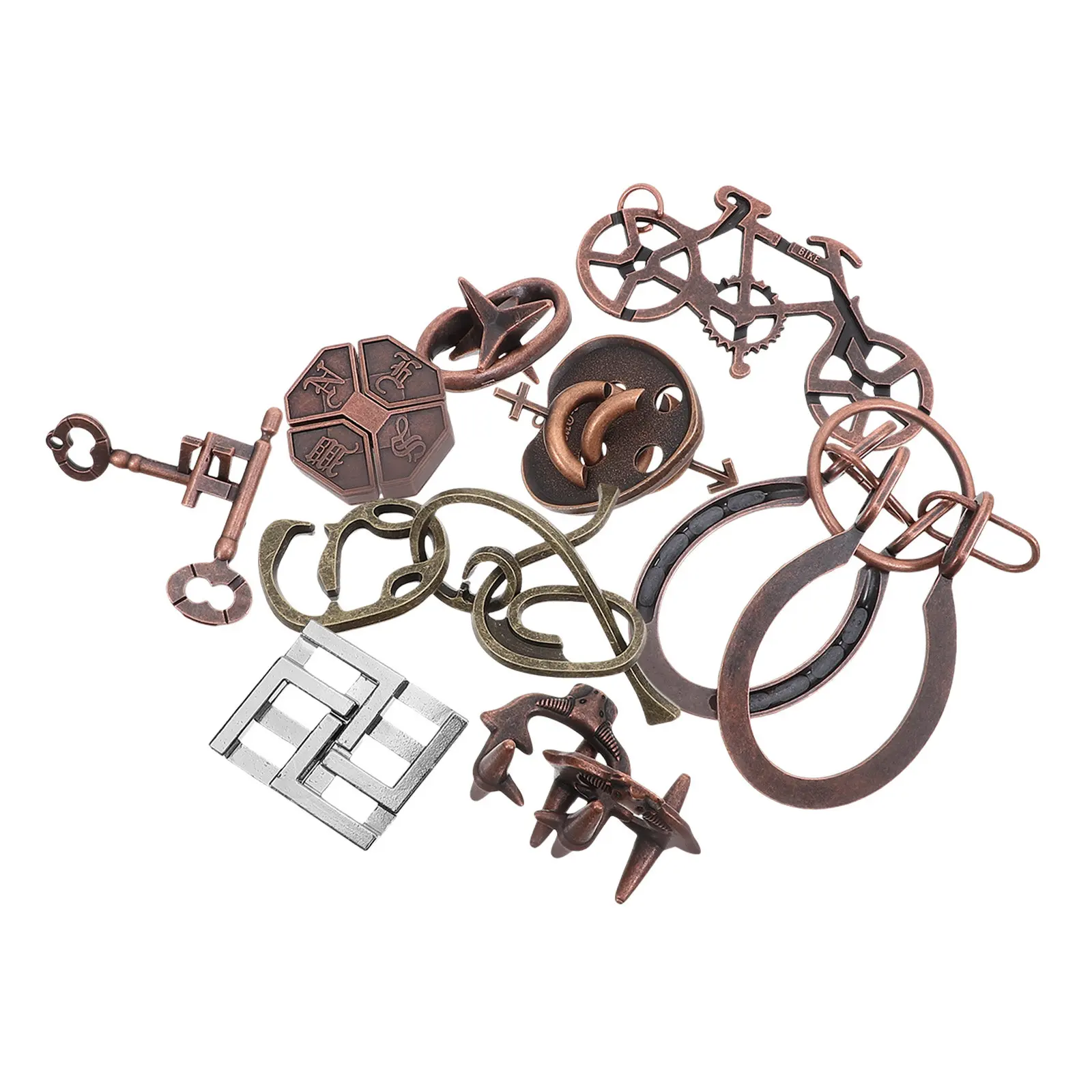 9Pcs Metal Brain Teaser Puzzle Set Lu Ban Lock Style Logic Game for Adult Learning Development Party Festival Interactive