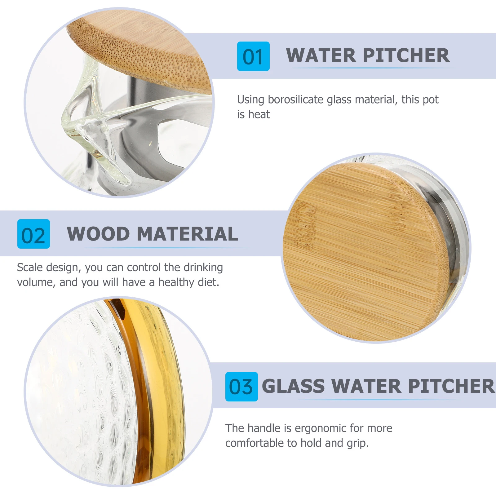 

1pc Glass Water Pitcher Large Capacity Cold Water Jug For Kitchen Household Tea Bottle Leak-Proof Clear Pitcher For Home Use