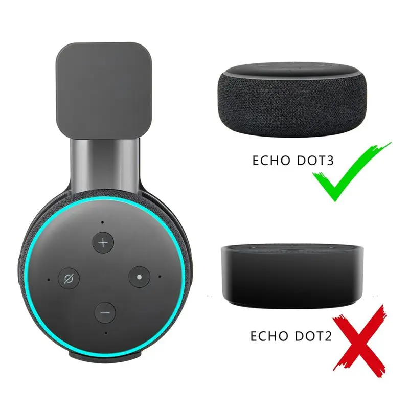 ABMF 2X Speaker Wall Mount Holder for Alexa Echo Dot 3rd Generation, White Plastic, Indoor Sound Box with Screwless Cable