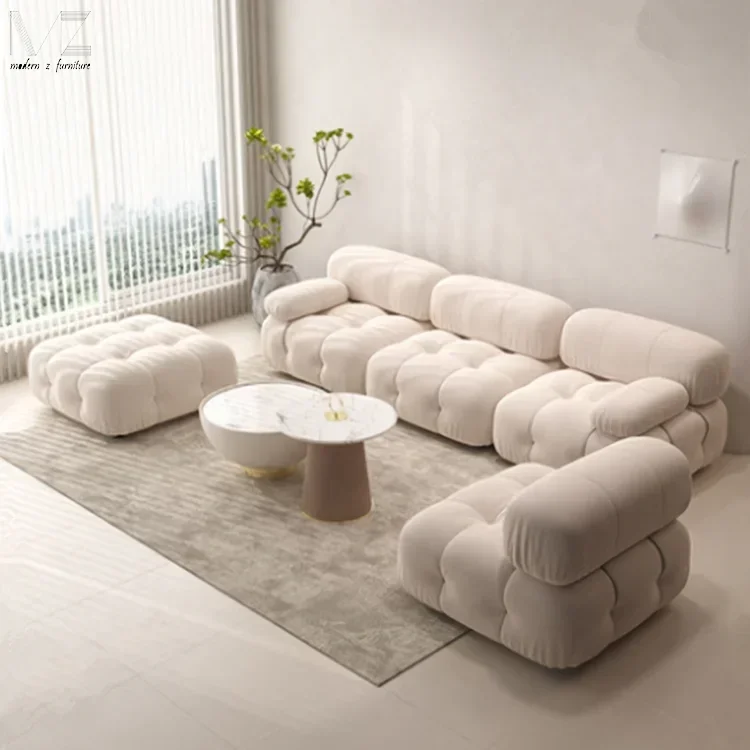 

2026 Luxury Living Room Sofas Recliner Boucle Teddy Fabric Sectional Velvet Design Lounge Couch Canapes Modular Mario Bellini So