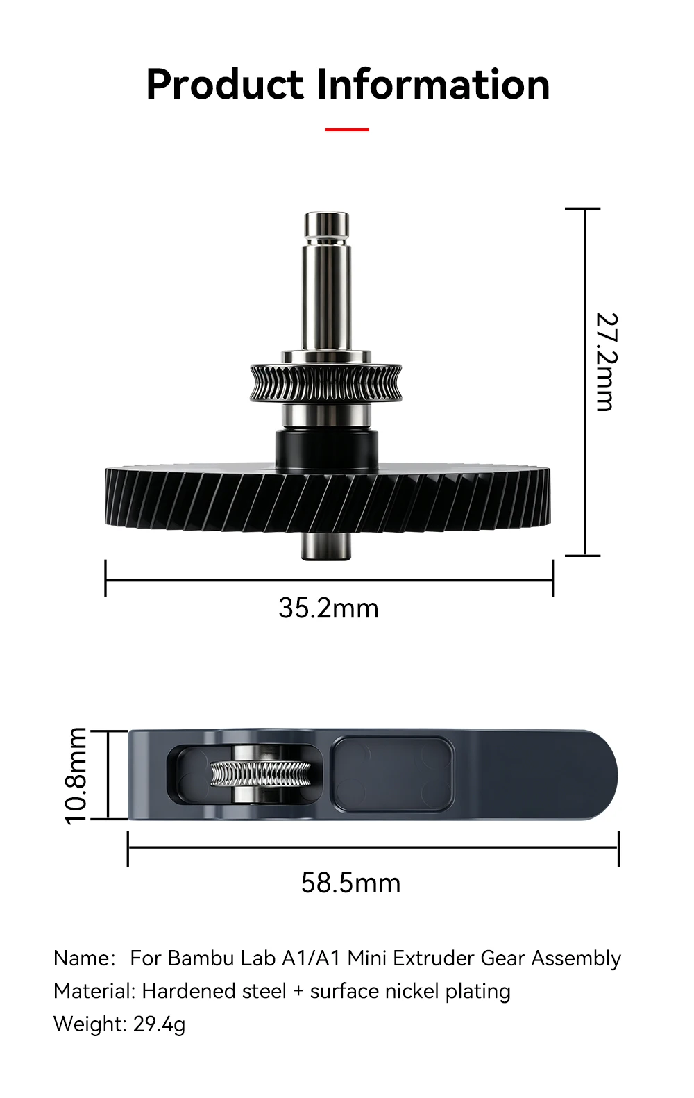 Für Bambu Lab A1/A1 Mini Extruder-Getriebebaugruppe, verbessertes Getriebekit aus gehärtetem Stahl für Bambulab A1 Mini 3D-Druckerteile – Detail 9