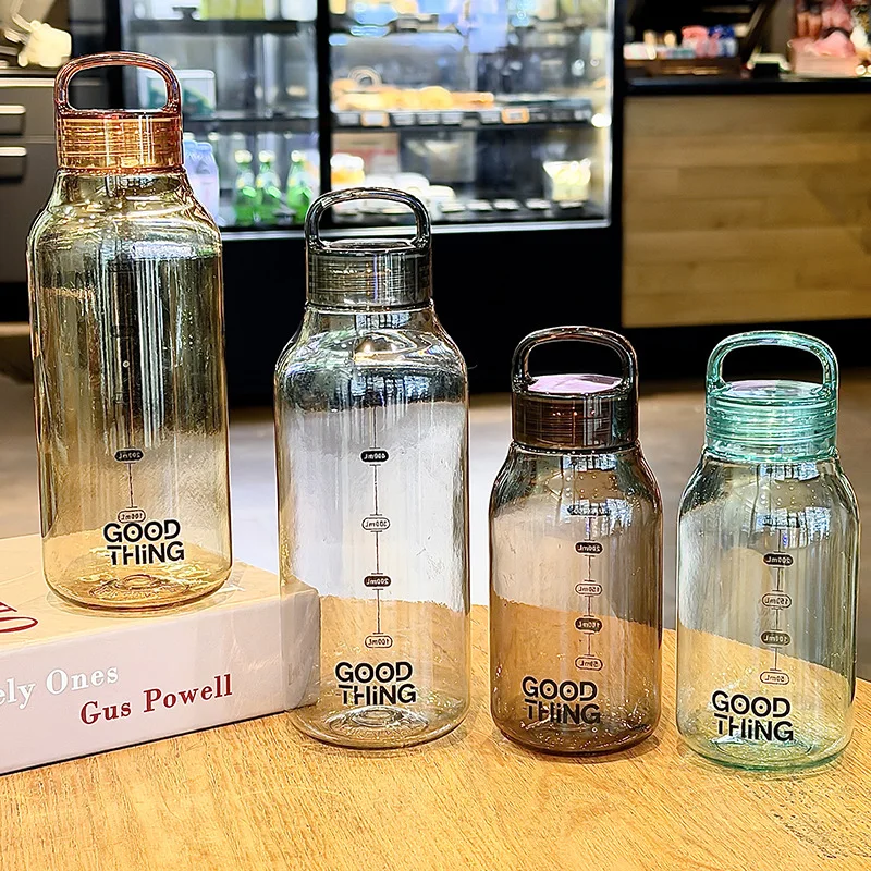 Japanese-Style Minimalist Transparent Polycarbonate Water Bottle, Leak-Proof, High-Temperature Resistant, Portable Tumbler