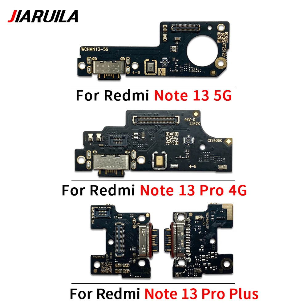 Carte de port de charge USB, pièces de connecteur de câble flexible, Xiaomi Redmi Note 13 Pro, 4G, 5G, Redmi Note 13 Pro Plus, Microphone, 10 pièces