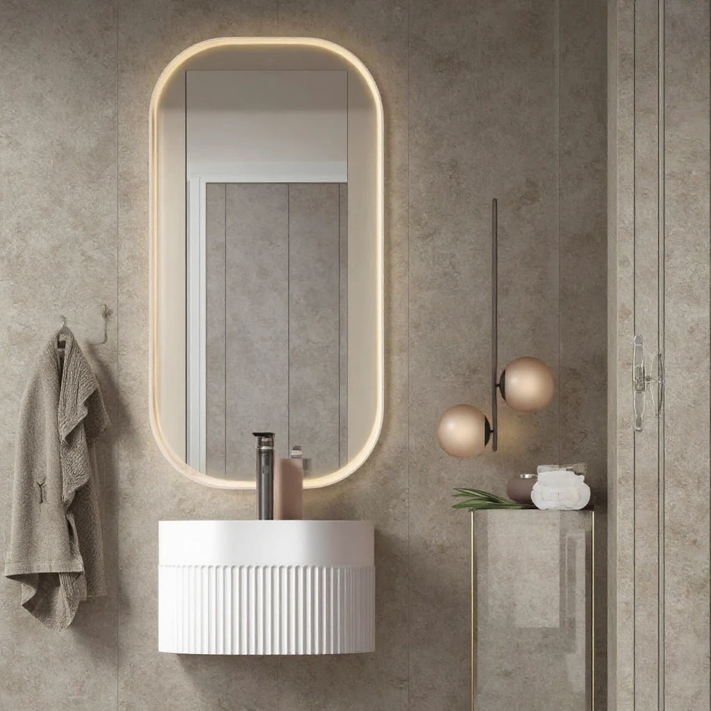 New high-quality groove shape integrated wall-mounted sink washbasin bathroom artificial stone washbasin