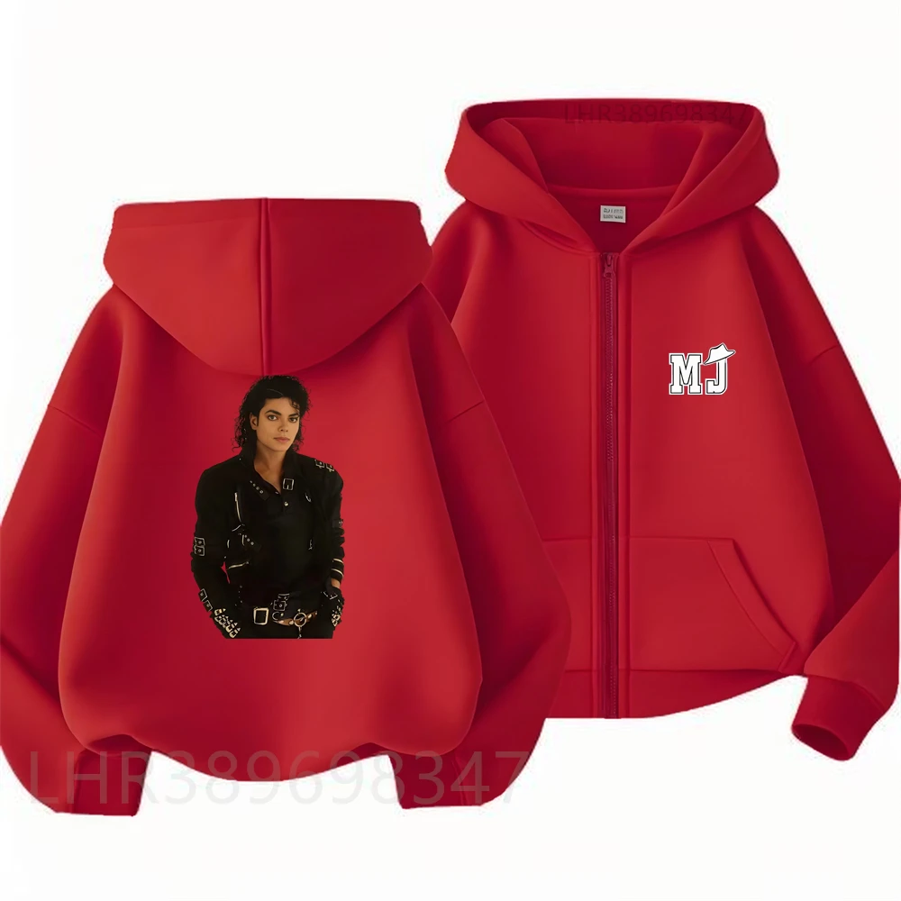 Children Hoodie Michael Jackson Zip Up Cardigan Tops Girl Pink Boy Black Gray Coat Hoodies Kid 3-12 Year Autumn Zipper Style