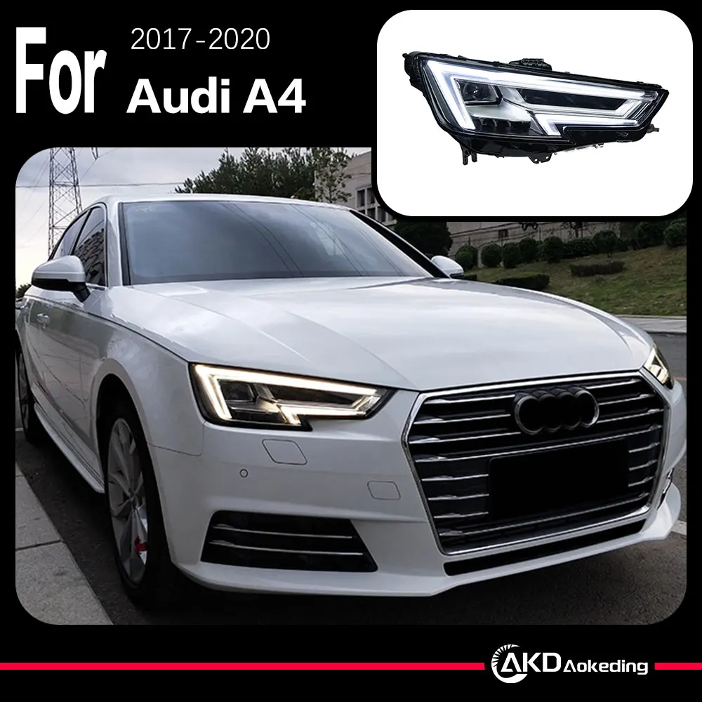 

Модель автомобиля AKD для Audi A4 B9, фары 2017-2020 A4L, светодиодные фары, линзы проектора, DRL, фары, автомобильные аксессуары
