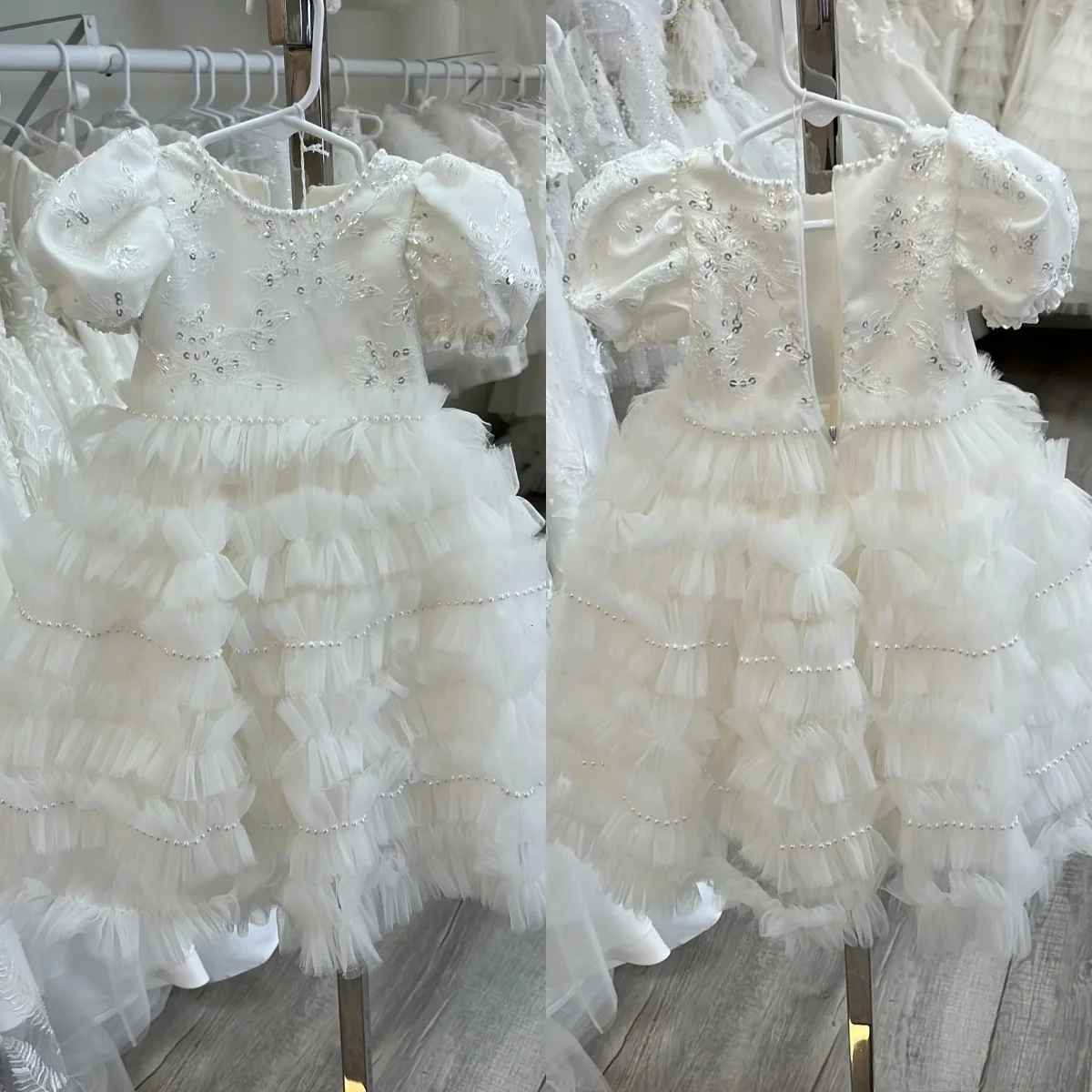 

Elegant Ruffles Baby Christening Gowns Lace Appliques Girls Baptism Customized Newborn Kids Birthday First Communion Dresses