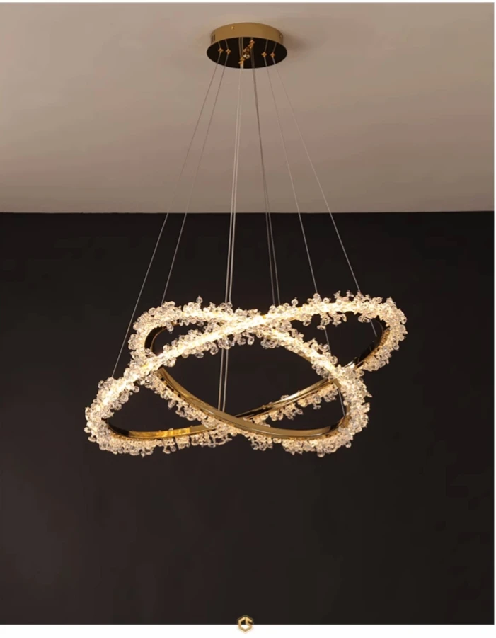 Crystal Dimmable Pendant Light Living Room Circle