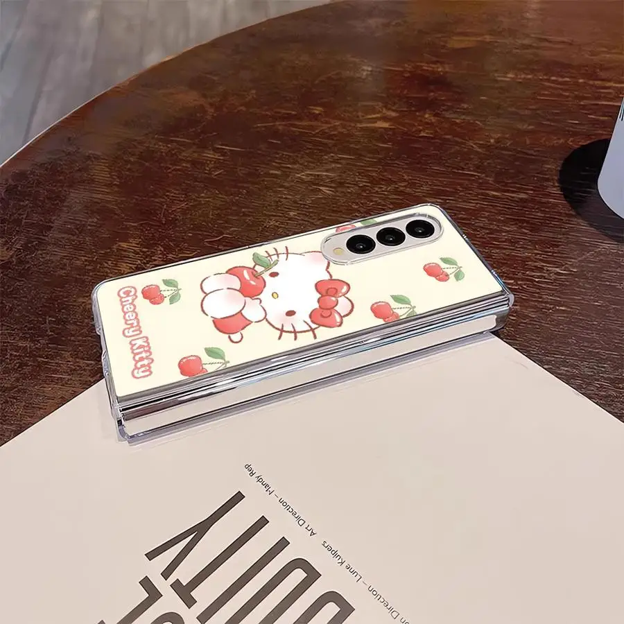 حافظة لهاتف سامسونج جالاكسي Z فولد 7 6 5 4 3 ZFold3 ZFold6 ZFold4 ZFold5 ZFold7 غطاء هاتف ناعم شفاف سانريو شيري هالو #5