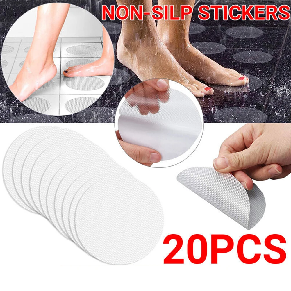 20pcs PEVA Bath Shower Strip Stickers Bathroom Bath Tub Applique Non Slip Anti Skid Hot White Diameter 10cm Bathroom Parts