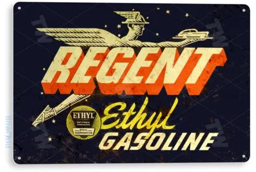 Regent Gasoline Gas Sign, Oil, Gas Station, Garage, Auto Shop, Tin Sign B584