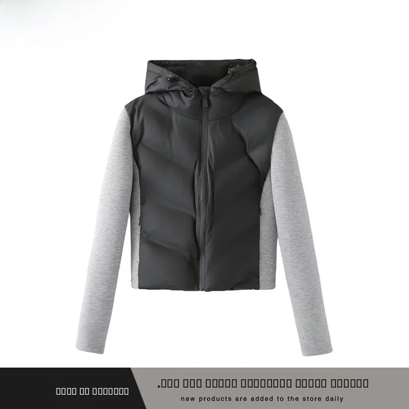 

Faionable ZR Sle Лоскутное пальто с капюшоном Jaet, новая осенне-зимняя женская верхняя одежда, теплое длинное пальто из полиэфирного волокна