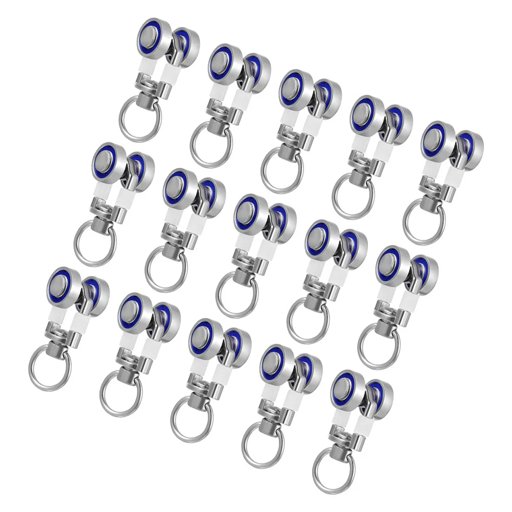 

15 Pcs Curtain Accessories Black Metal Track Gliders Smooth Bearing Silent Sturdy Hooks Lasting Performance Easy