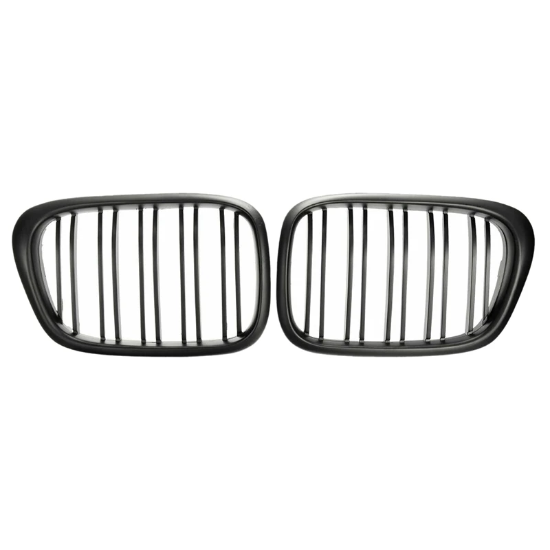 Front Bumper Kidney Grill Replacement Dual Slat Grilles for BMW E39 5 Series 525 528 1995-2004 Matte Black