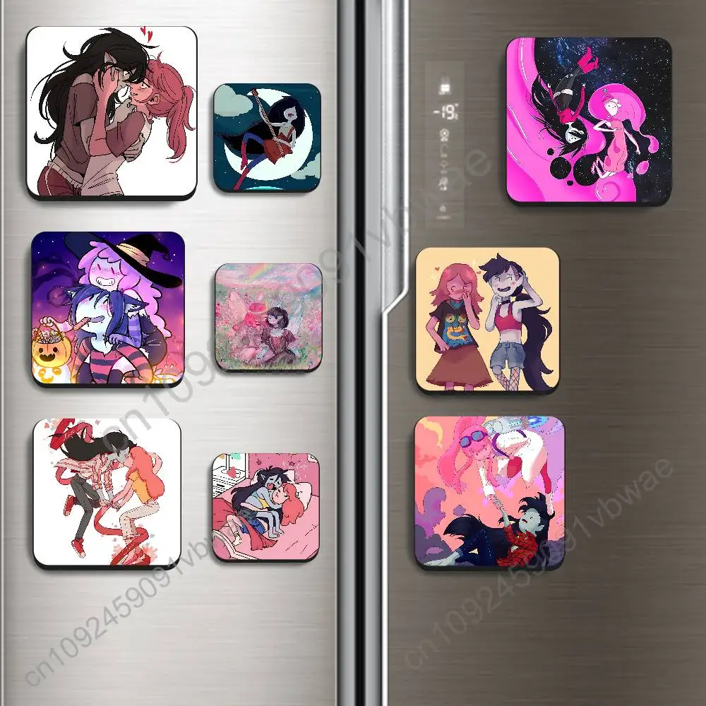 

b-Bubbline Marcy and Bonnie Marceline Black Square Plastic Fridge Magnet, for Magnetic Sticker No Trace Left, Durable