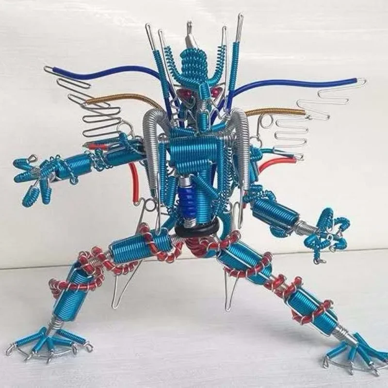 Guerrero del dragón volador, artesanías hechas a mano, robot de bricolaje, modelo de elaboración de alambre de aluminio