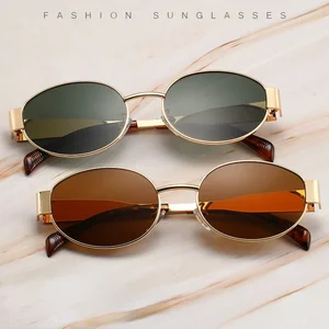 عالية الجودة صغيرة معدنية مستديرة أزياء جديدة صيف 2024 نظارات شمسية بيضاوية عتيقة للرجال والنساء معدن دائري صغير أفضل 8 حقائب يد نسائية من غوتشي - رقم 3