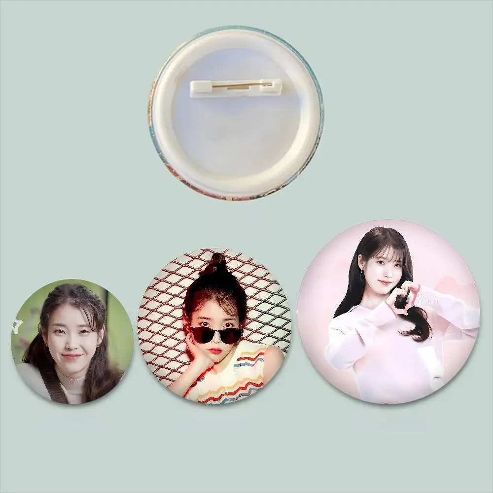 POP Korean Singer I-IU-es Badges 25 32 44 58 75 Mm Round Cosplay Pin Decor Fans Collect Friends Gifts Brooch Souvenir