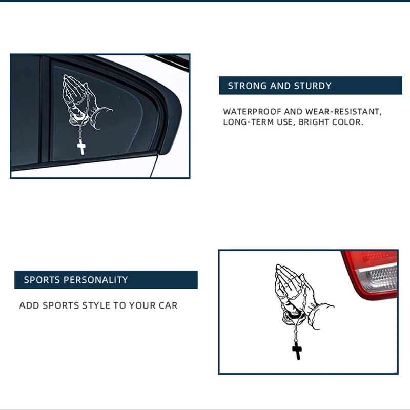 Car Sticker Prayer Gesture Rear Windshield Reflective Stickers Waterproof Auto Styling Decoration Vinyl Body Window Sticker Deca image 6