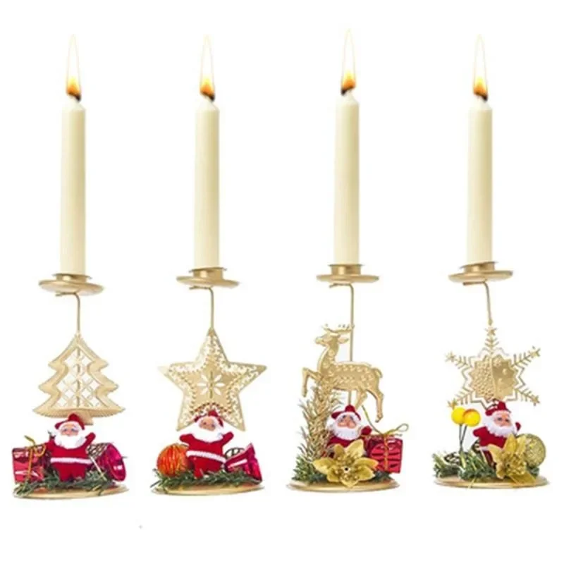 1PC Xmas Candle Holder Candlestick Christmas Tree Festival Party Decoration Ornament