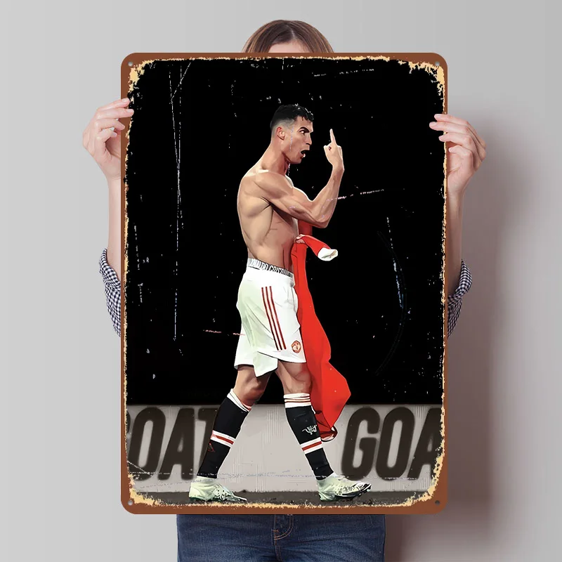 Messi Soccer Ronaldo Poster Customized Vintage Metal Signs Wall Art Retro Tin Plaque for Mancave Coffee Bar Accessories Man Cave