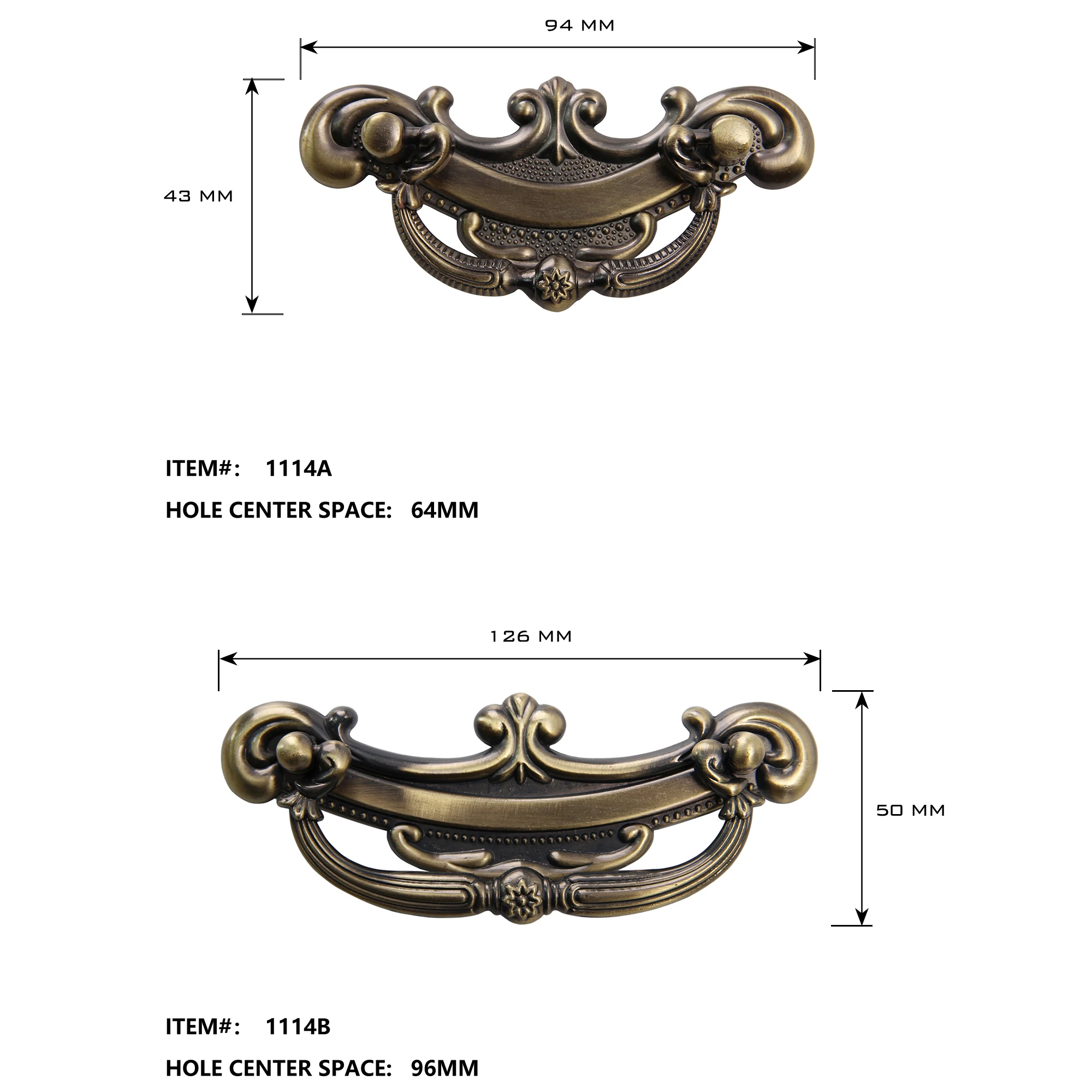 Antique Bronze Door Handles Drawer Pulls Kitchen Cabinet Knobs Furniture Hardware Fittings CC 96 and 64 hole distance