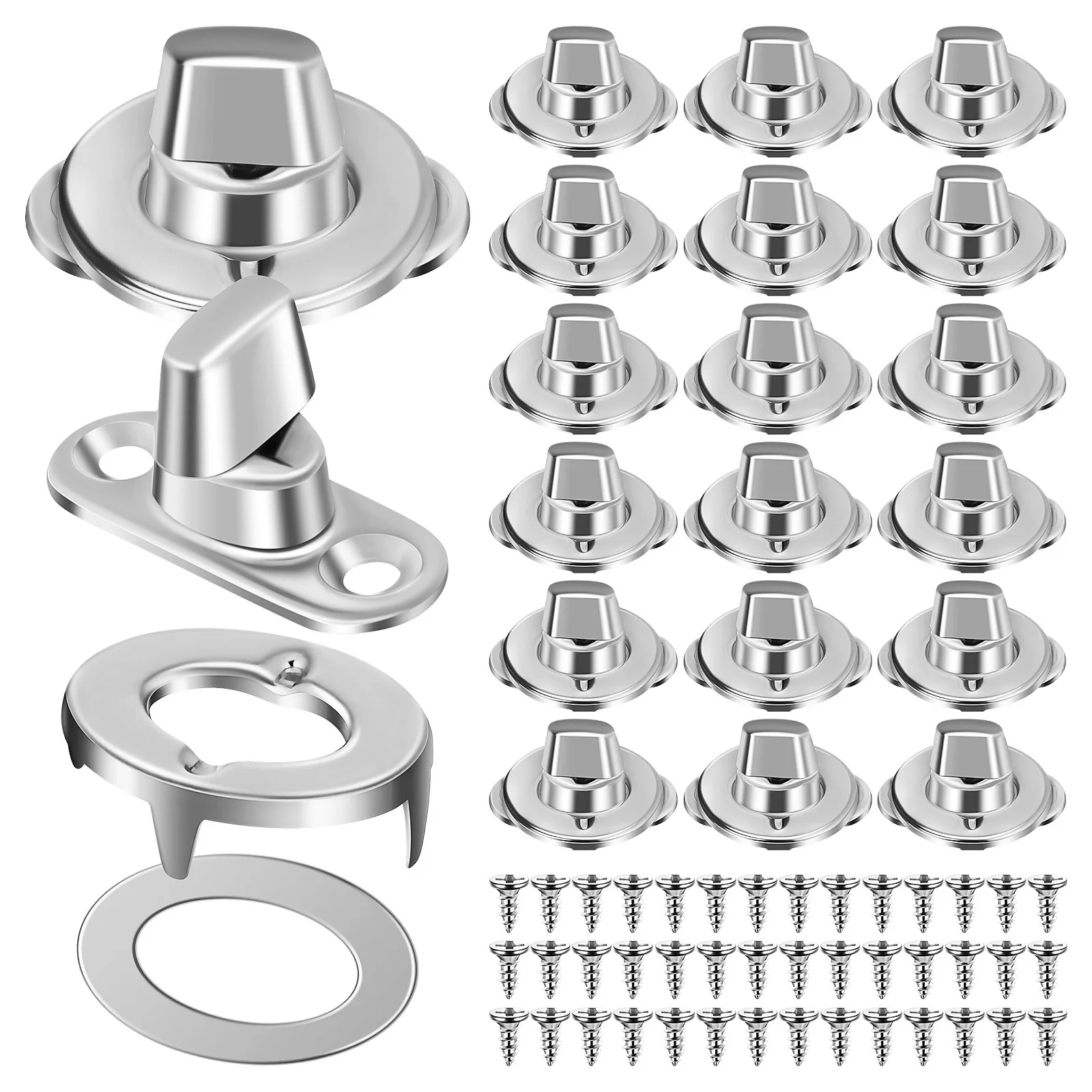 

20 Sets Turn Button Fasteners Metal Mounting Screws Tarp Grommet Fasteners Heavy Duty for Canvas Boats Marine Fastener