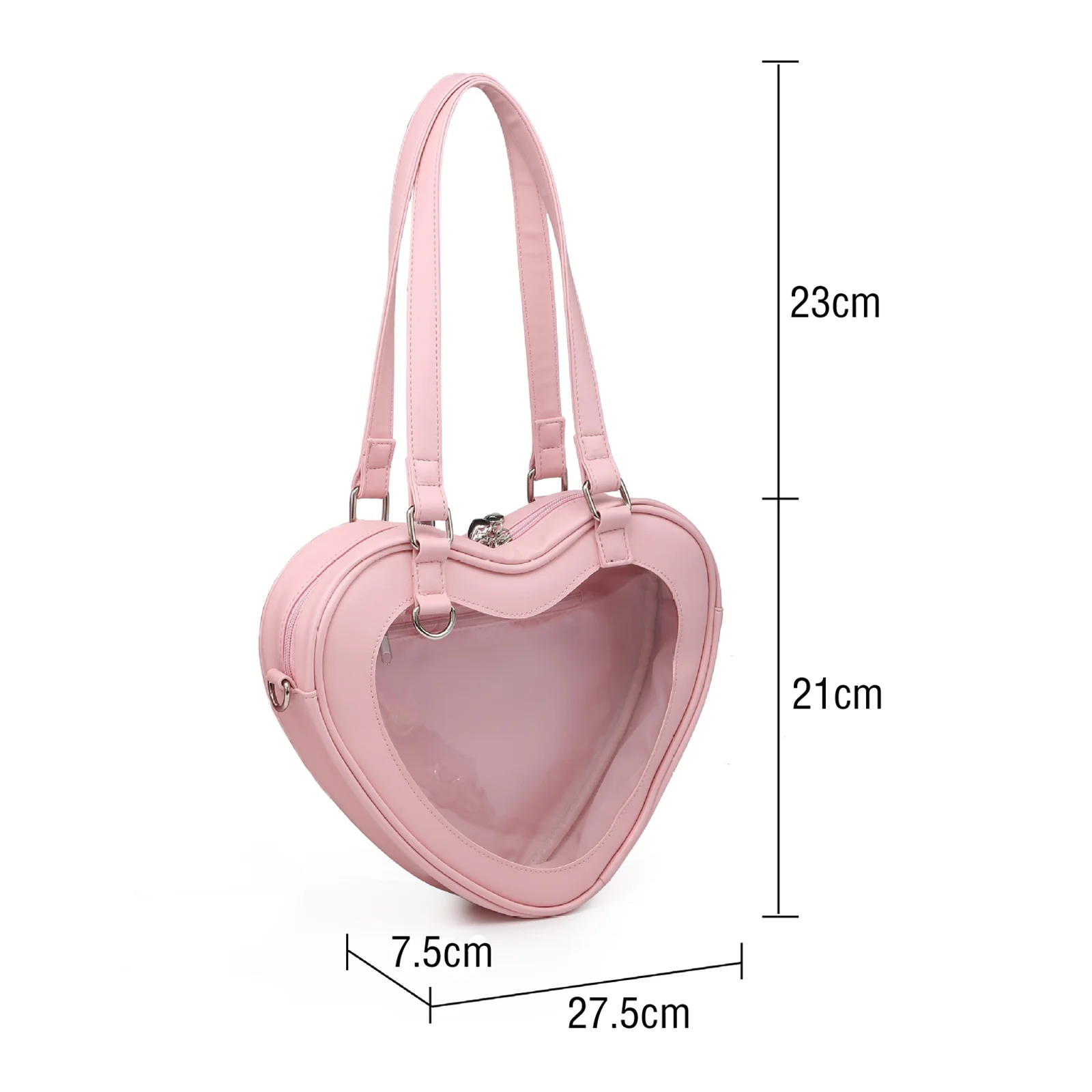 Women Transparent Shoulder Bag Fashion Love Heart Shaped Pvc Clear Lady Girls Underarm Casual Daily Travel Handbag Totes Purse