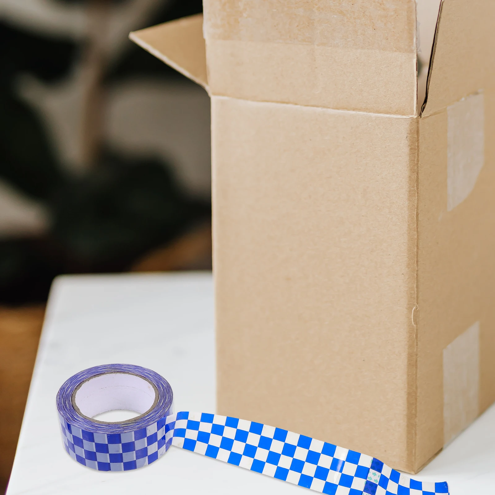 

2 Rolls Plaid Sealing Tape for Packing Boxes Goods Packaging Checkered Moving Package Carton Simple Refill