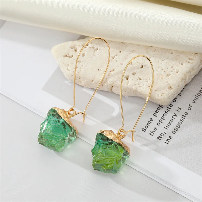 Unique Colored Natural Stone Drop Earings For Women Gift New Irregular Rainbow Stone Dangle Earrings Wedding Party Jewelry AE116