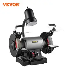 VEVOR 750W Bench Grinder with Lamp Variable Speed Benchtop Sharpener 30/60 Grit 6in Grinding Wheels DIY Metal Grinding Machine