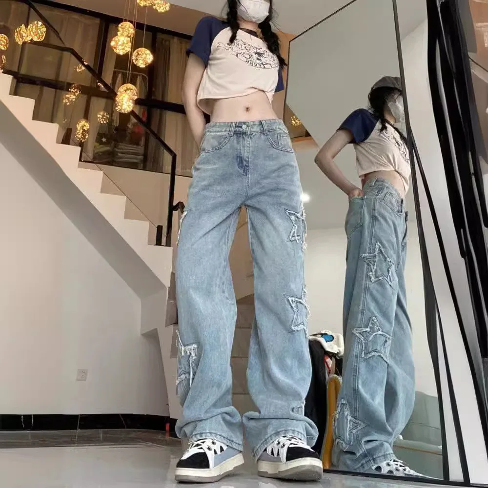 

Джинсы с низкой талией Y2K, женские джинсы-палаццо с широкими штанинами, драпированная жидкость, женские джинсовые модные элегантные шикарные модные современные уличные туфли