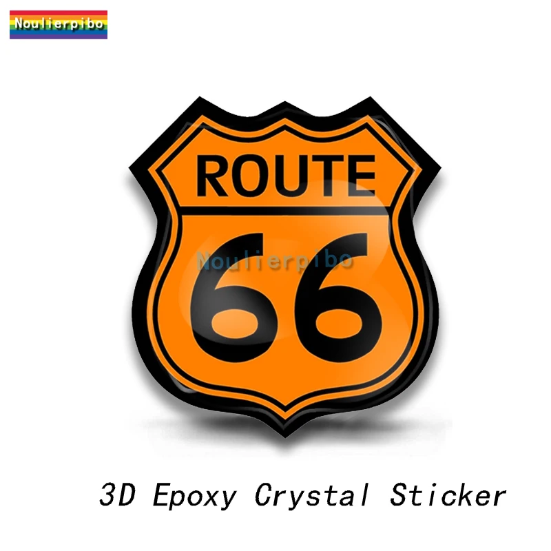 3D Stereo Epoxy Flexible Dome Car Sticker Retro Route 66 66 Brand PVC Car Decoration Laptop Trolley Case Vinyl Sticker
