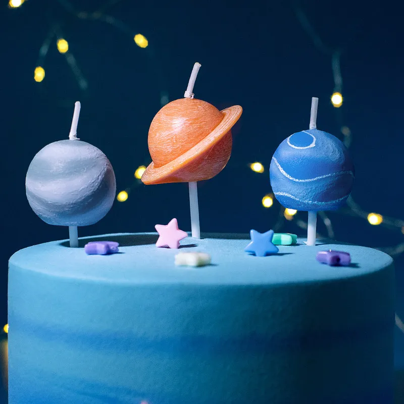 Birthday Candle Planet Three Pack Space Theme