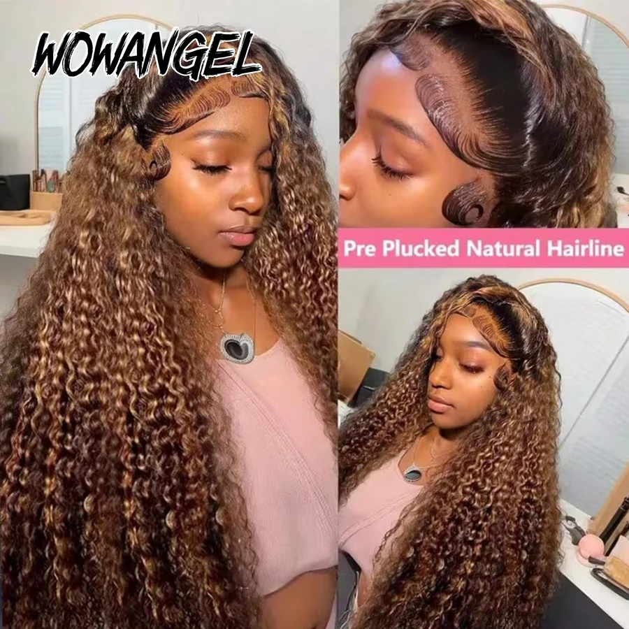 Highlight Lockenperücke 13x6 HD Lace Front Perücke 100% Echthaar Wasserwellen HD Lace Full Frontal Perücke 4/27 Farbige Perücken Vorgezupft – Detail 3