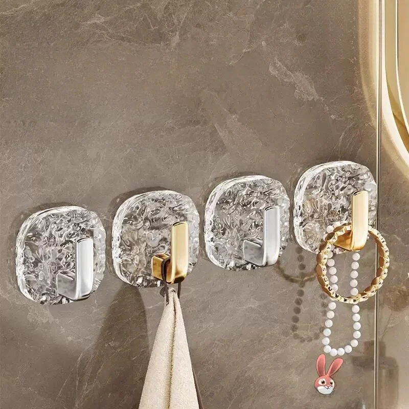  Adhesive Wall Hook Strong Glue No Trace No Punching Hook Stick to Makeup Room Door Back Transparent Sticky Hook