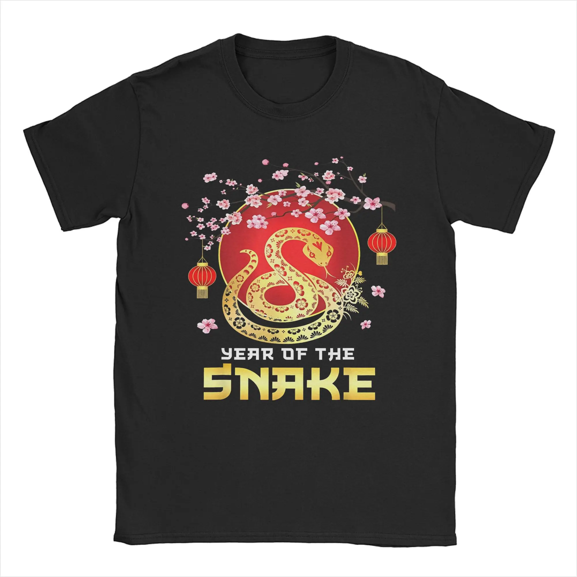 Amazing Year of the Snake 2025 Men's T Shirts Chinese New Year Zodiac Vintage Tee Short Sleeve T-Shirts Cotton Printing Clothes