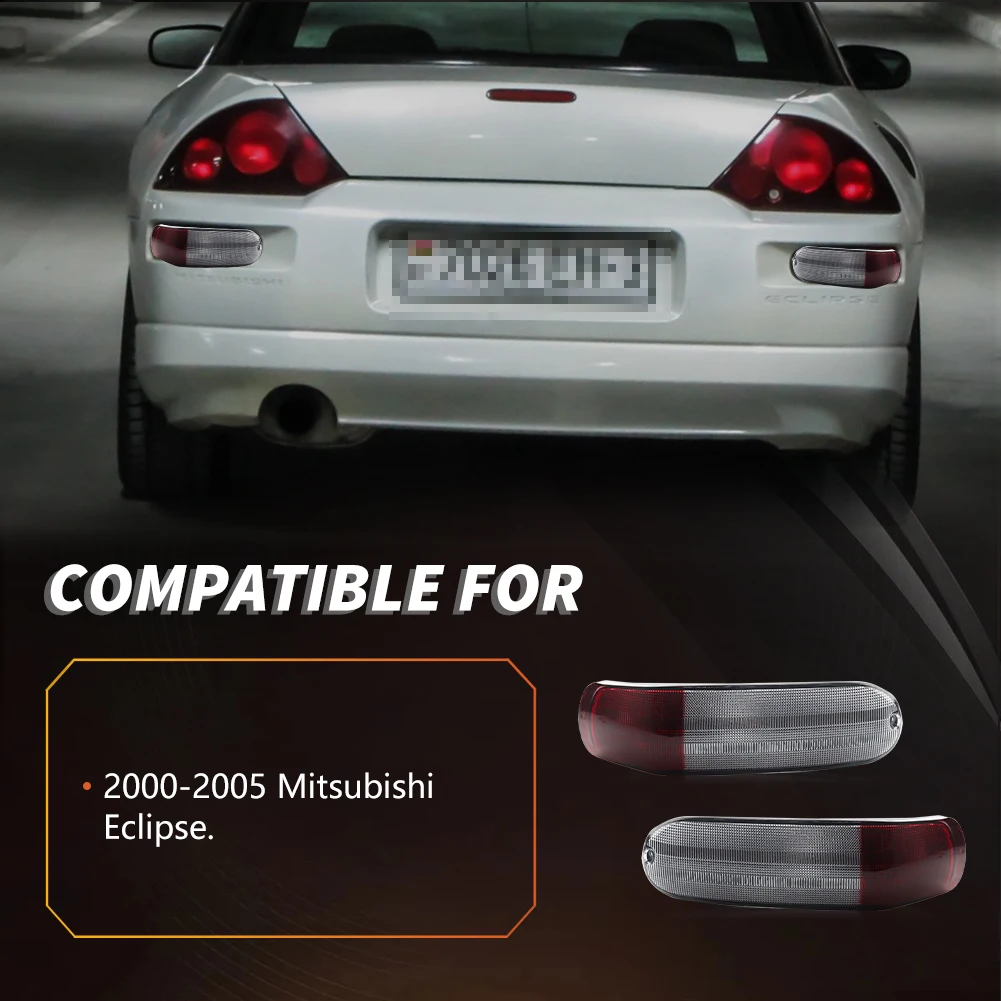 2Pcs Rear Bumper Side Marker Turn Signal Light Housings For 2000-2005 Mitsubishi Eclipse No Bulb/Socket  Included