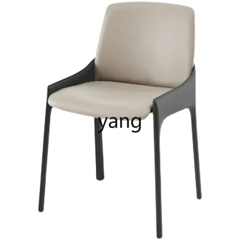 Yjq Minimalist Design Master Saddle Leather Dining Chair Home Backrest Soft Pillow Hotel Club Conference Chair