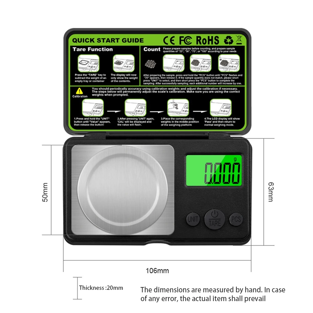 

Mini Electronic Scale High Precision 100g Balance Scale Carat Scale 0.001g Jewelry Medicinal Materials Pocket Electronic Tools