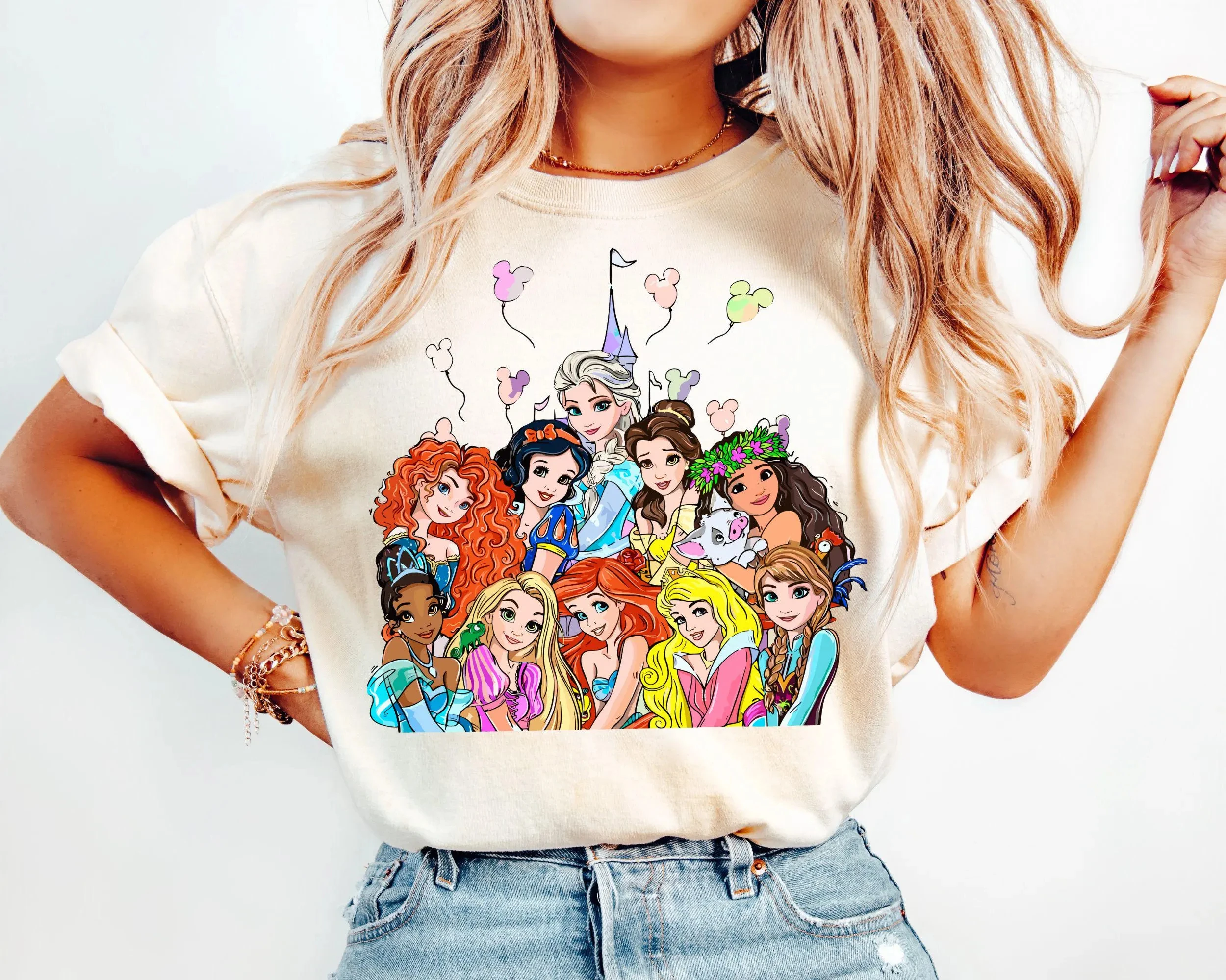 เสื้อยืดเจ้าหญิงดิสนีย์ เสื้อสเวตเตอร์เมจิกคิงดอม เสื้อยืดปราสาทเจ้าหญิงดิสนีย์ เสื้อครอบครัวสำหรับทริปดิสนีย์แลนด์