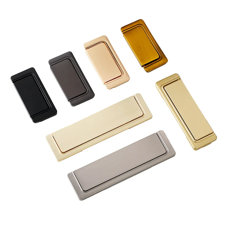 Drawer Concealed Folding Handle  Cupboard Hidden Pulls Zinc Alloy Flat Cabinet Handles Furniture Hardware Handles Accessories